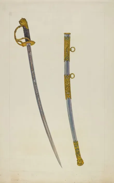 Framed Print : Sword and Sheath, c. 1938. Creator: Cecil Smith Framed Print : Sword and Sheath, c. 1938. Creator: Cecil Smith