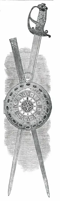 Framed Print : Sword and Watch of Oliver Cromwell, 1850. Creator: Unknown Framed Print : Sword and Watch of Oliver Cromwell, 1850. Creator: Unknown