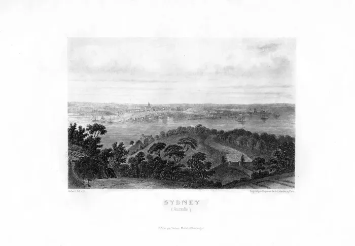 Framed Print : Sydney, Australia, 19th century. Artist: Aubert Framed Print : Sydney, Australia, 19th century. Artist: Aubert