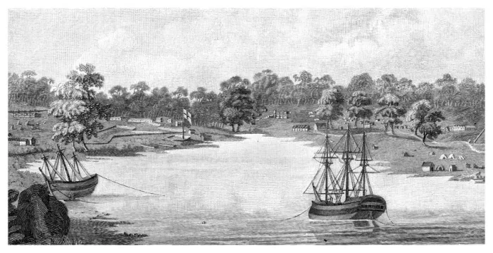Framed Print : Sydney Cove, New South Wales, Australia, 1788, (1886) Framed Print : Sydney Cove, New South Wales, Australia, 1788, (1886)