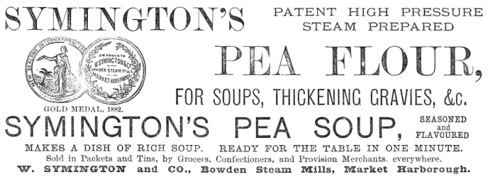 Framed Print : Symington's Patent High Pressure Steam Prepared Pea Flour, 1883. Creator: Unknown. Symington's Patent High Pressure Steam Prepared Pea Flour, 1883. Creator: Unknown Framed Print : Symington's Patent High Pressure Steam Prepared Pea Flour, 1883. Creator: Unknown. Symington's Patent High Pressure Steam Prepared Pea Flour, 1883. Creator: Unknown