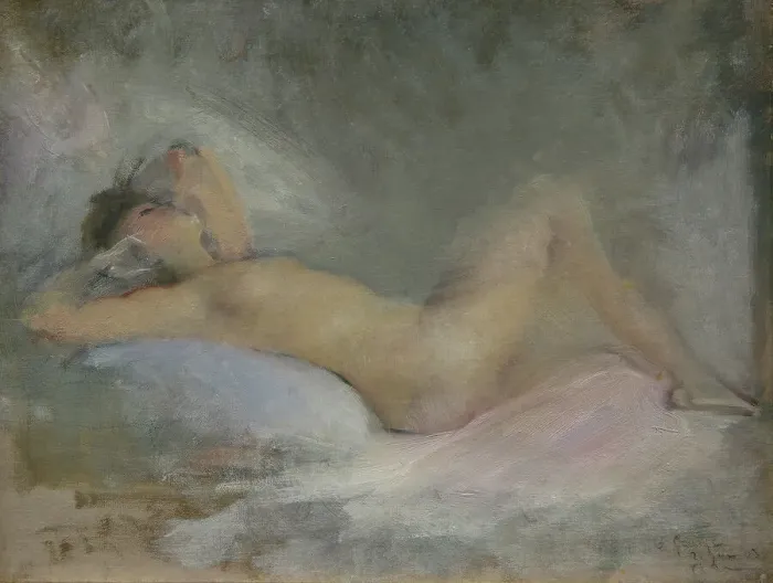 Framed Print : Symphony on Gray (Reclining Nude on Gray), 1903. Creator: Boldini, Giovanni (1842-1931) Framed Print : Symphony on Gray (Reclining Nude on Gray), 1903. Creator: Boldini, Giovanni (1842-1931)