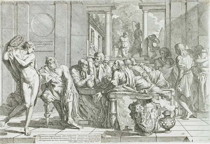 Framed Print : The Symposium of Plato, 1648. Creator: Pietro Testa