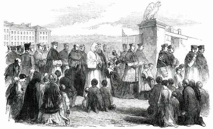 Framed Print : The Synod at Thurles - the Procession from the College to the Cathedral, 1850. Creator: Unknown Framed Print : The Synod at Thurles - the Procession from the College to the Cathedral, 1850. Creator: Unknown