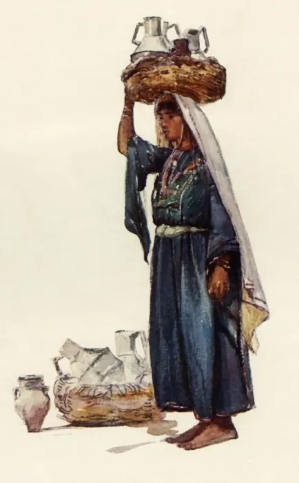Framed Print : Syrian Peasant with Milk Vessels, 1902. Creator: John Fulleylove Framed Print : Syrian Peasant with Milk Vessels, 1902. Creator: John Fulleylove