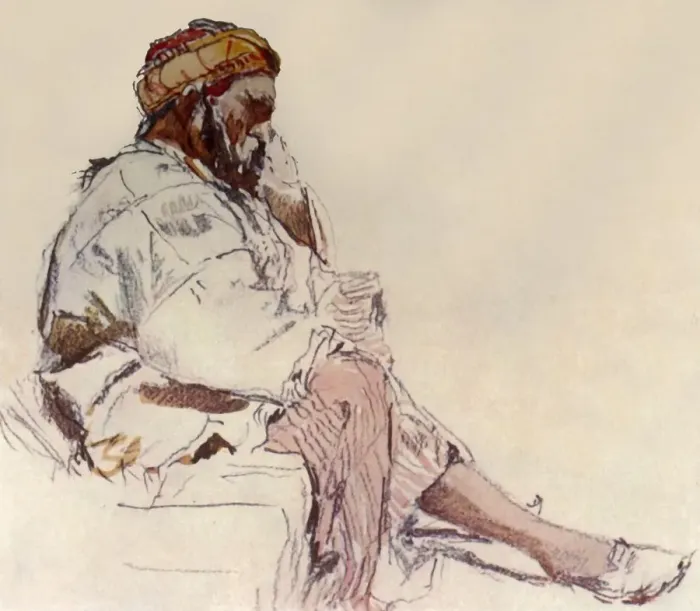 Framed Print : Syrian Peasant Seated: In Profile, 1902. Creator: John Fulleylove Framed Print : Syrian Peasant Seated: In Profile, 1902. Creator: John Fulleylove