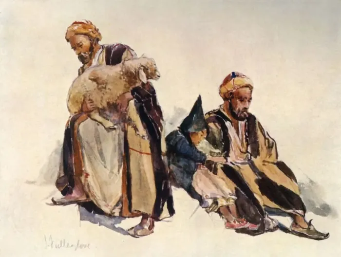 Framed Print : Syrian Shepherds and Shepherd Boy, 1902. Creator: John Fulleylove Framed Print : Syrian Shepherds and Shepherd Boy, 1902. Creator: John Fulleylove