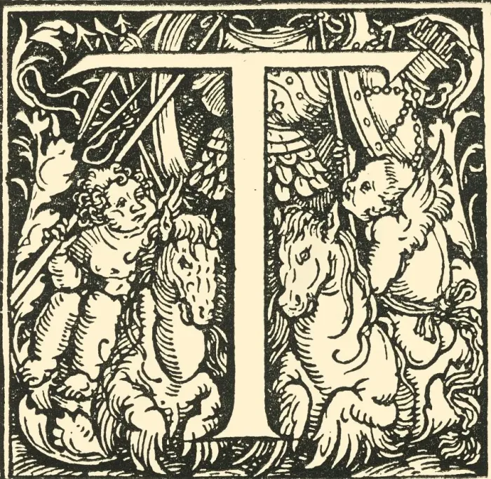 Framed Print : T - An Alphabet by Hans Weiditz, c1520-1521, (1908). Creator: Hans Weiditz Framed Print : T - An Alphabet by Hans Weiditz, c1520-1521, (1908). Creator: Hans Weiditz