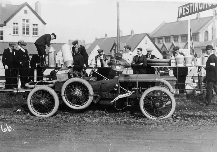 Framed Print : T Thornycroft with his Thornycroft car at a TT race, 1908 Framed Print : T Thornycroft with his Thornycroft car at a TT race, 1908