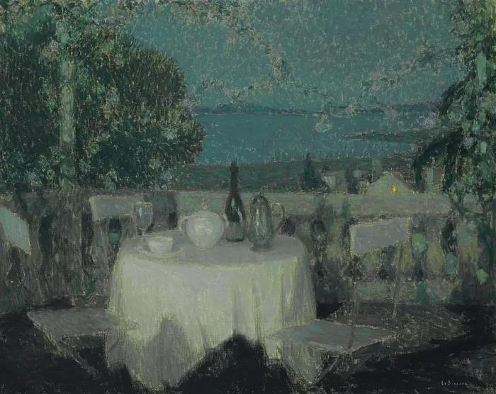 Framed Print : Table au clair de lune (Moonlight Table), 1928. Creator: Le Sidaner, Henri (1862-1939) Framed Print : Table au clair de lune (Moonlight Table), 1928. Creator: Le Sidaner, Henri (1862-1939)