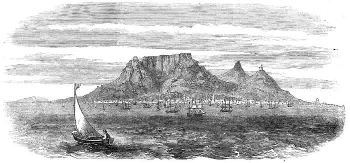Framed Print : Table Bay and Table Mountain, Cape of Good Hope, 1860. Creator: Unknown Framed Print : Table Bay and Table Mountain, Cape of Good Hope, 1860. Creator: Unknown
