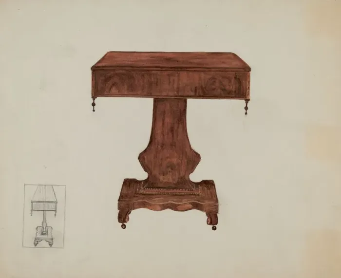 Framed Print : Table, c. 1937. Creator: Edna C. Rex Framed Print : Table, c. 1937. Creator: Edna C. Rex