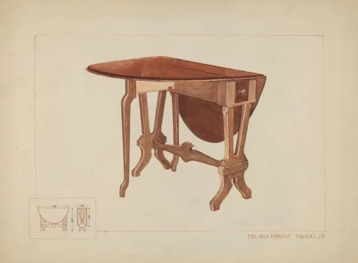 Framed Print : Table, c. 1937. Creator: Ernest A Towers Jr Framed Print : Table, c. 1937. Creator: Ernest A Towers Jr