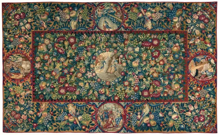 Framed Print : Table Carpet (Depicting Scenes from the Life of Christ), Netherlands, 1600 / 50 Framed Print : Table Carpet (Depicting Scenes from the Life of Christ), Netherlands, 1600 / 50