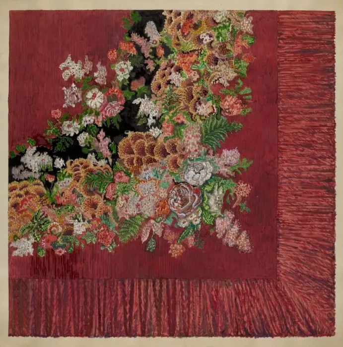 Framed Print : Table Cover (Chenille), c. 1936. Creator: Albert Eyth Framed Print : Table Cover (Chenille), c. 1936. Creator: Albert Eyth