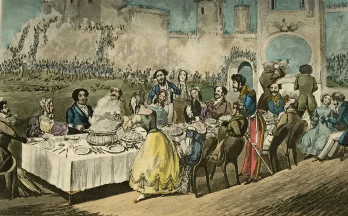 Framed Print : The Table d Hote- Water, I do declare, - with Worms in it, 1838. Artist Framed Print : The Table d Hote- Water, I do declare, - with Worms in it, 1838. Artist