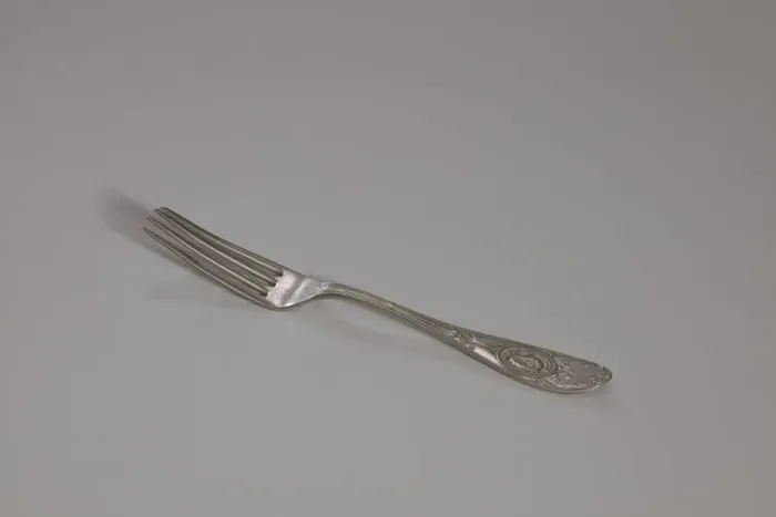 Framed Print : Table fork used by Lavinia Whiteside Carrington, after 1867. Creator: Hall & Elton