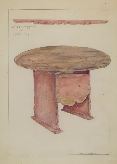 Framed Print : Table Hutch Bench or Chair Combination, c. 1937. Creator: Rosa Burger Framed Print : Table Hutch Bench or Chair Combination, c. 1937. Creator: Rosa Burger