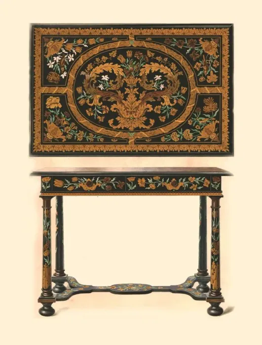 Framed Print : Table inlaid with marquetry. 1905. Artist: Shirley Slocombe Framed Print : Table inlaid with marquetry. 1905. Artist: Shirley Slocombe