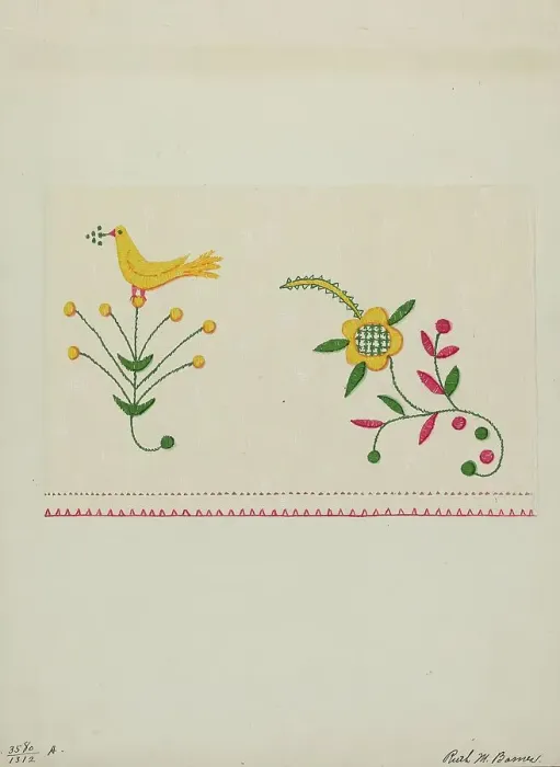 Framed Print : Table Scarf, c. 1937. Creator: Ruth M. Barnes Framed Print : Table Scarf, c. 1937. Creator: Ruth M. Barnes