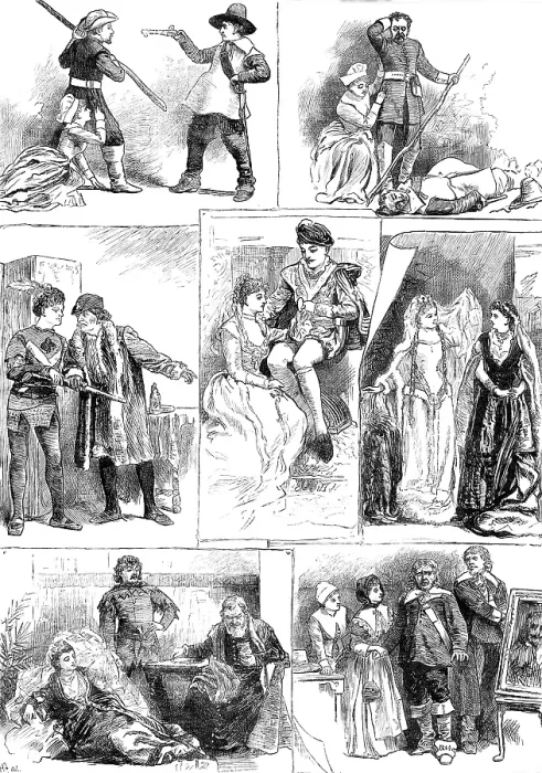 Framed Print : Tableaux Vivants, from Sir Walter Scott's novels, at Cromwell House, South Kensington, 1880. Creator: Joseph Swain Framed Print : Tableaux Vivants, from Sir Walter Scott's novels, at Cromwell House, South Kensington, 1880. Creator: Joseph Swain