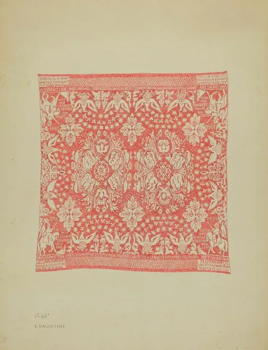 Framed Print : Tablecloth, 1935 / 1942. Creator: Elizabeth Valentine Framed Print : Tablecloth, 1935 / 1942. Creator: Elizabeth Valentine
