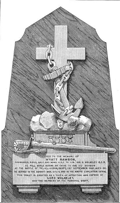 Framed Print : Tablet to the late Commander Wyatt Rawson, R.N. killed at Tel-El-Kebir, 1883. Creator: Unknown Framed Print : Tablet to the late Commander Wyatt Rawson, R.N. killed at Tel-El-Kebir, 1883. Creator: Unknown