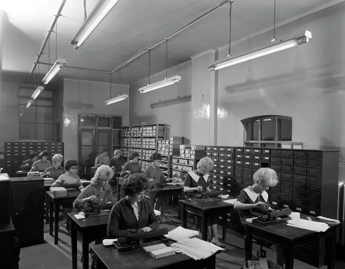 Framed Print : Tabulating machines in the punch room in a Sheffield Factory office, 1963. Artist Framed Print : Tabulating machines in the punch room in a Sheffield Factory office, 1963. Artist