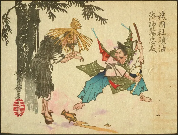 Framed Print : Tadamori and the Oil Thief, 1882. Creator: Tsukioka Yoshitoshi Framed Print : Tadamori and the Oil Thief, 1882. Creator: Tsukioka Yoshitoshi