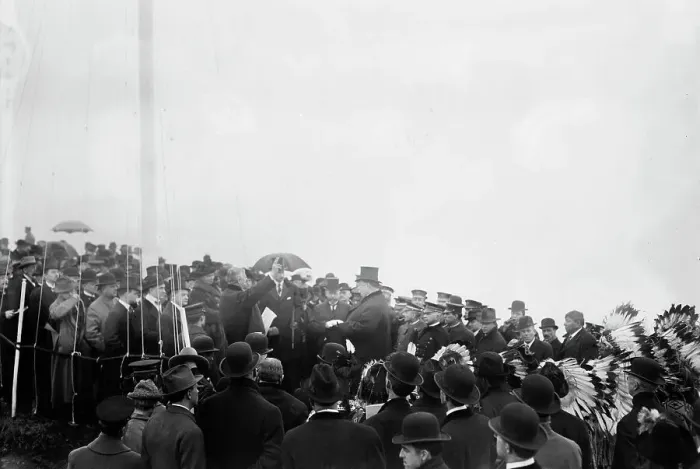 Framed Print : Taft at Indian Monument Dedication, 1913. Creator: Bain News Service Framed Print : Taft at Indian Monument Dedication, 1913. Creator: Bain News Service