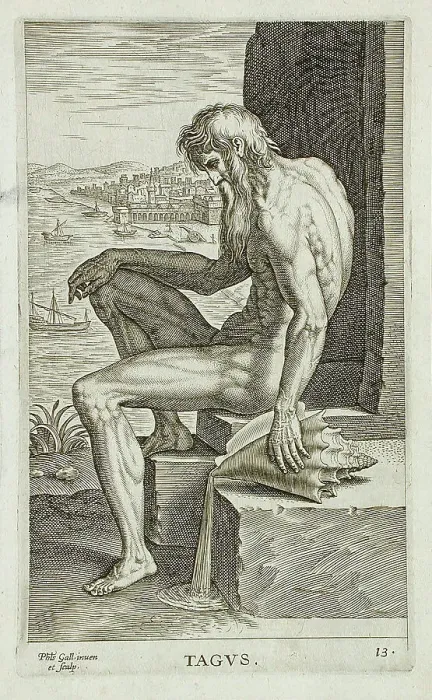 Framed Print : Tagus, 1586. Creator: Philip Galle Framed Print : Tagus, 1586. Creator: Philip Galle