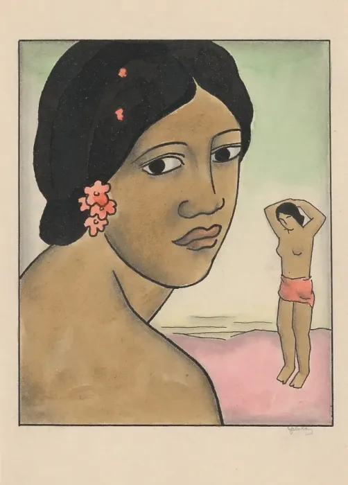 Framed Print : Tahitian Woman, 1920-1930. Creator: Mikulas Galanda Framed Print : Tahitian Woman, 1920-1930. Creator: Mikulas Galanda