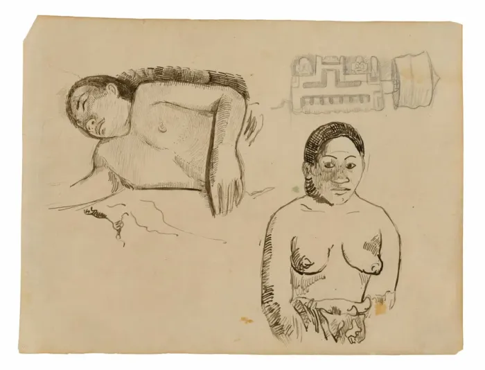 Framed Print : Two Tahitian Women and a Marquesan Earplug, 1891 / 93. Creator: Paul Gauguin Framed Print : Two Tahitian Women and a Marquesan Earplug, 1891 / 93. Creator: Paul Gauguin