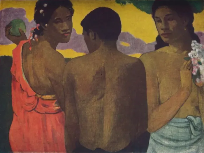 Framed Print : The Three Tahitians, 1899, (c1950). Creator: Paul Gauguin Framed Print : The Three Tahitians, 1899, (c1950). Creator: Paul Gauguin