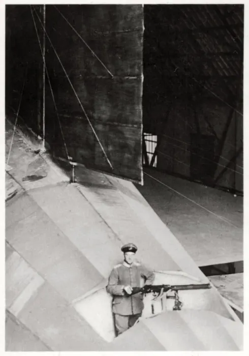Framed Print : Tail gunner of a German army Zeppelin airship, World War I, 1914-1918 (1933) Framed Print : Tail gunner of a German army Zeppelin airship, World War I, 1914-1918 (1933)