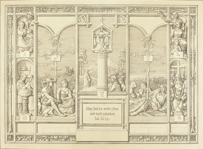 Framed Print : Tailpiece: Selig sind die nicht sehen und doch glauben (Blessed are those who do not, 1823. Creator: Ferdinand Olivier) Framed Print : Tailpiece: Selig sind die nicht sehen und doch glauben (Blessed are those who do not, 1823. Creator: Ferdinand Olivier)