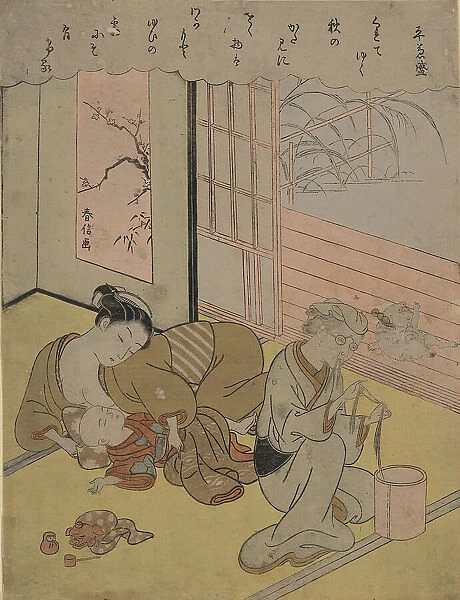 Taira no Kanemori (Mother with her child and an elderly woman), 1767-1769. Creator: Harunobu, Suzuki (1724-1770)