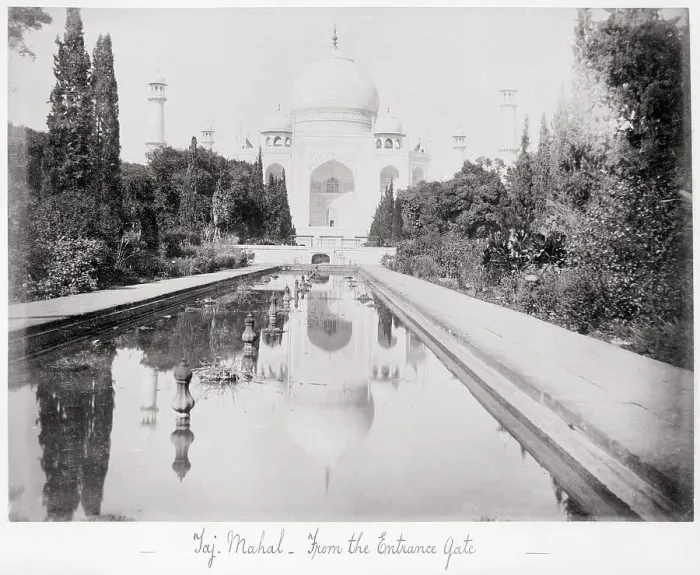 Framed Print : Taj Mahal, from the Entrance Gate, Late 1860s. Creator: Samuel Bourne Framed Print : Taj Mahal, from the Entrance Gate, Late 1860s. Creator: Samuel Bourne