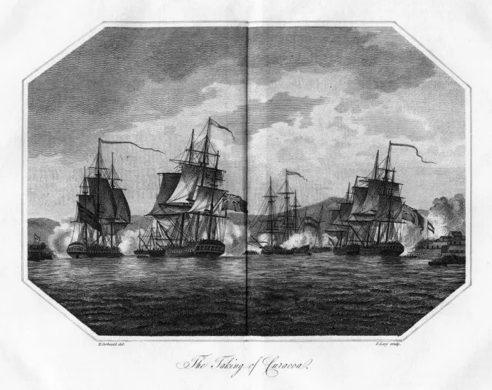 Framed Print : The Taking of Curacao, 1811. Artist:s Lacy Framed Print : The Taking of Curacao, 1811. Artist:s Lacy