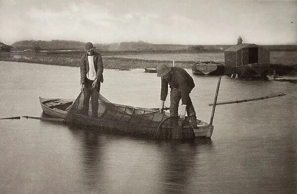 Taking Up the Eel-Net, 1886. Creator: Peter Henry Emerson