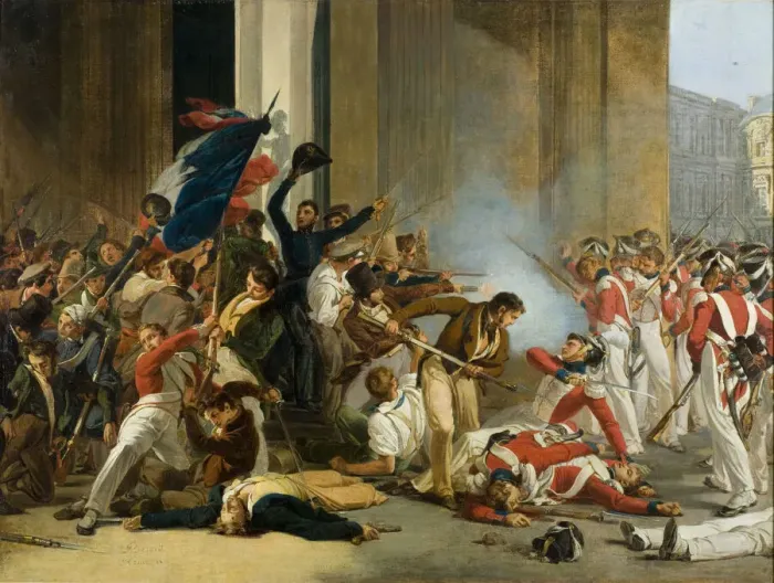 Framed Print : Taking the Louvre, July 29, 1830. Massacre of the Swiss Guards, c. 1832 Framed Print : Taking the Louvre, July 29, 1830. Massacre of the Swiss Guards, c. 1832