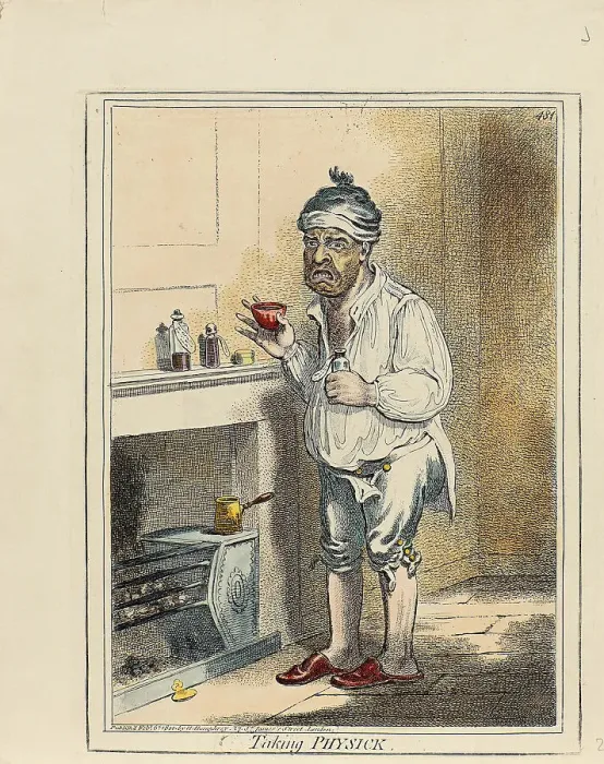 Framed Print : Taking Physic, 1800. Creator: Gillray, James (1757-1815) Framed Print : Taking Physic, 1800. Creator: Gillray, James (1757-1815)