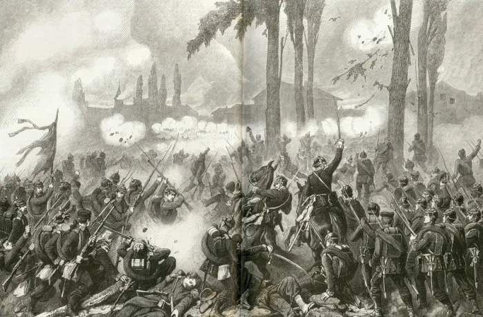 Framed Print : The taking of Saint-Privat-la-Montagne at the Battle of Gravelotte, 1871 Framed Print : The taking of Saint-Privat-la-Montagne at the Battle of Gravelotte, 1871