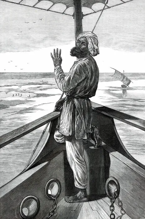Framed Print : Taking soundings on board a steamer on the Indus, 1876. Creator: Unknown Framed Print : Taking soundings on board a steamer on the Indus, 1876. Creator: Unknown