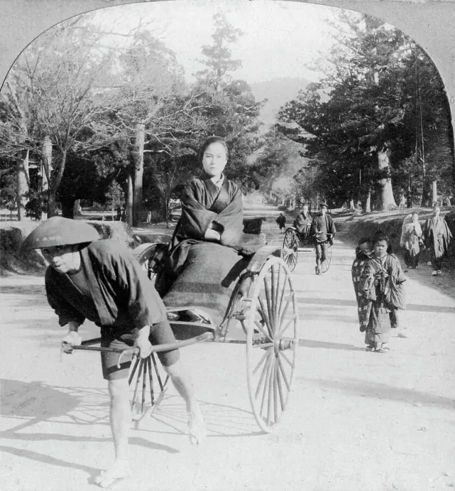 Framed Print : Taking a spin through the park at Nara, Japan, 1901 Framed Print : Taking a spin through the park at Nara, Japan, 1901
