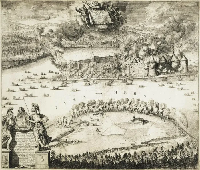 Framed Print : Taking of the Swedish Noteburg Fortress by Russian Troops on October 11, 1702, 1703. Artist: Schoonebeek (Schoonebeck), Adriaan (1661-1705) Framed Print : Taking of the Swedish Noteburg Fortress by Russian Troops on October 11, 1702, 1703. Artist: Schoonebeek (Schoonebeck), Adriaan (1661-1705)