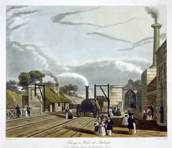 Framed Print : Taking in Water at Parkside, Liverpool and Manchester Railway, 1833 Framed Print : Taking in Water at Parkside, Liverpool and Manchester Railway, 1833