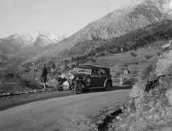 Talbot 14  /  45 4-door saloon of Kitty Brunell competing in the Monte Carlo Rally, Monaco, 1930
