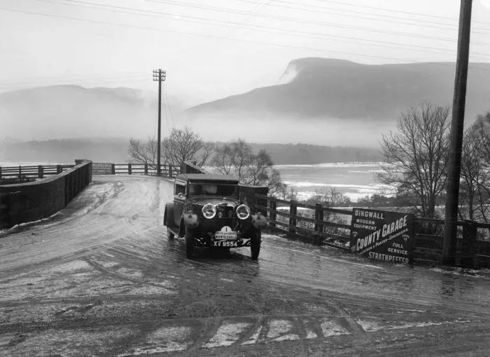 Framed Print : Talbot 14  /  45 of Kitty Brunell competing in the Monte Carlo Rally, near Strathpeffer, Scotland, 1929