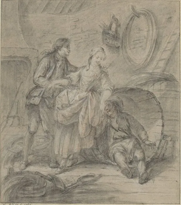 Framed Print : The Tale of the Cooper's Wife, 1767. Creator: Pierre Antoine Baudouin Framed Print : The Tale of the Cooper's Wife, 1767. Creator: Pierre Antoine Baudouin